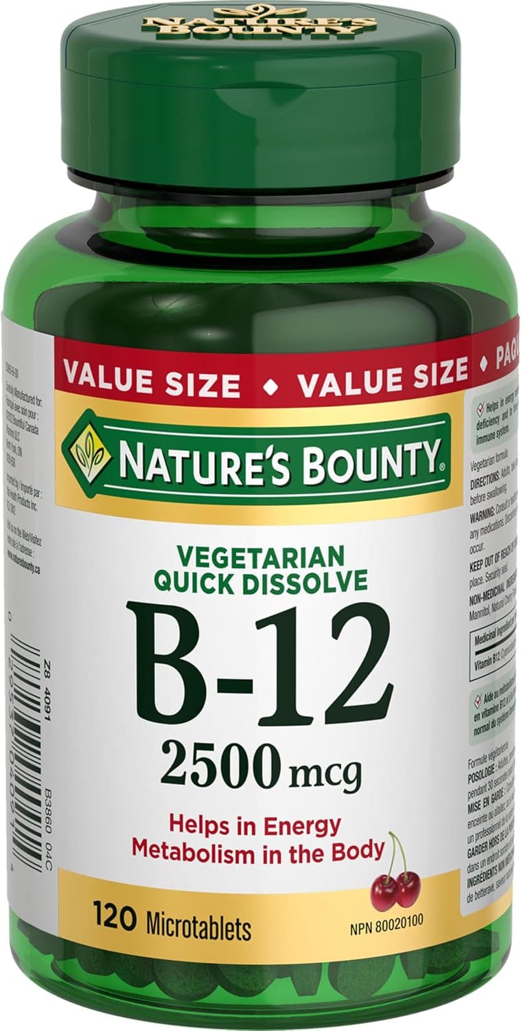 Nature's Bounty Vitamin B12 2500mcg Quick Dissolve, 120 Tablets