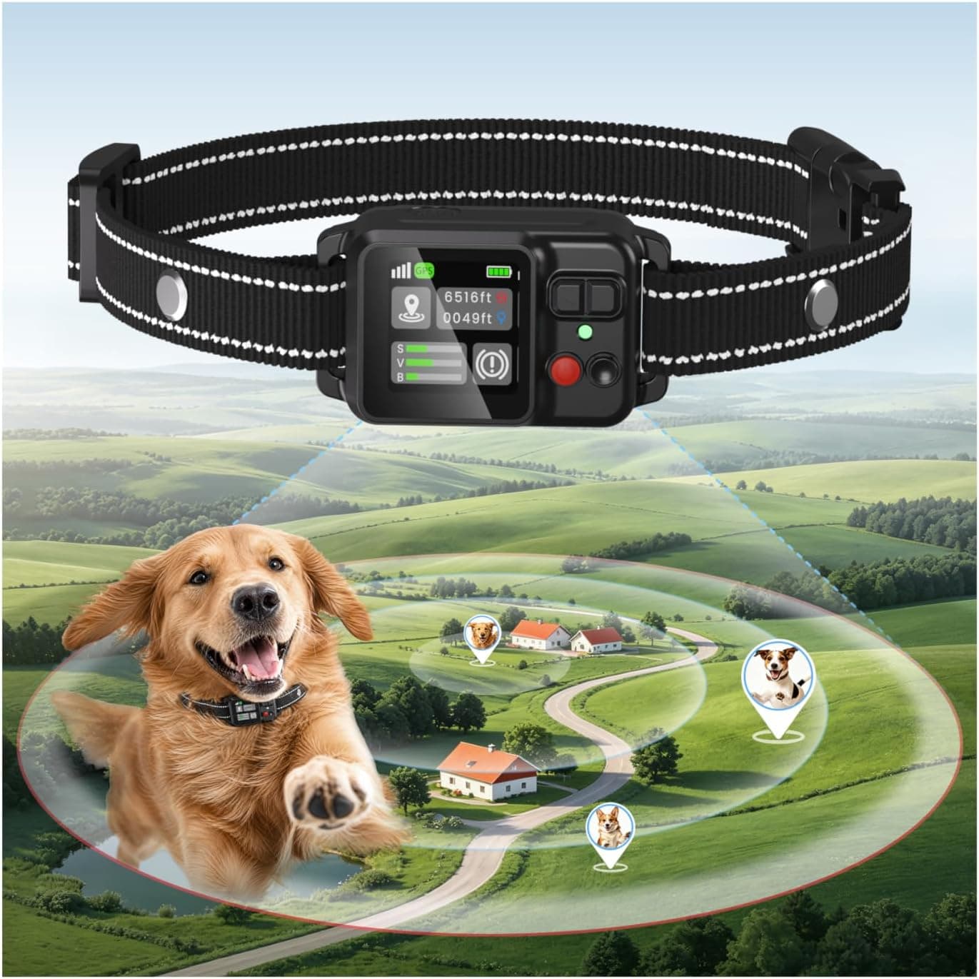 Wireless Dog Fence GPS Collar Pet Containment System (Green)